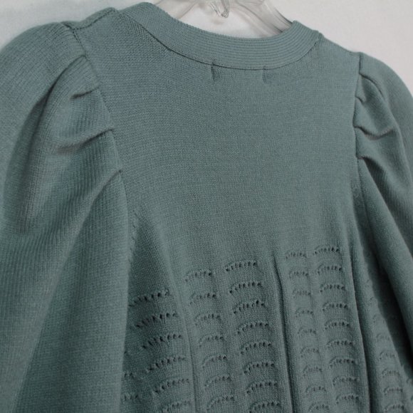 Philosophy Sweater Women's Small Blue/Green Long Sleeve Solid Cropped - Picture 9 of 10